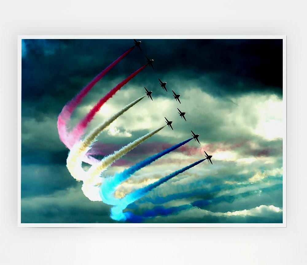 Vibrant Air Show poster printed on high-quality canvas, showcasing aerial performances with detailed graphics.