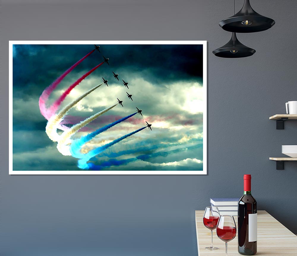 Vibrant Air Show poster printed on high-quality canvas, showcasing aerial performances with detailed graphics.