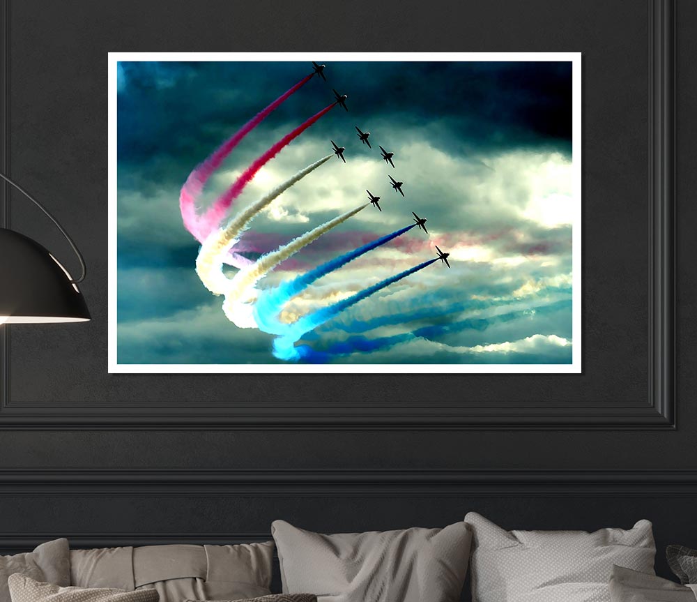 Vibrant Air Show poster printed on high-quality canvas, showcasing aerial performances with detailed graphics.