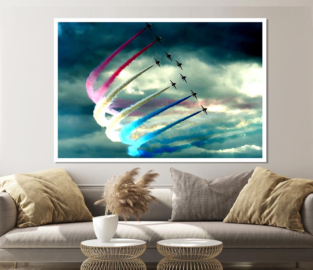 Vibrant Air Show poster printed on high-quality canvas, showcasing aerial performances with detailed graphics.