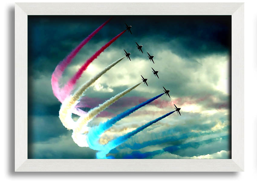 Air Show framed print featuring vibrant aviation imagery, available in various frame colours, ready to hang.