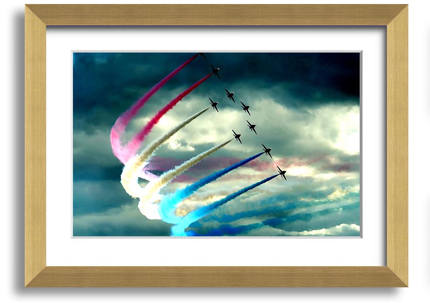 Air Show framed print featuring vibrant aviation imagery, available in various frame colours, ready to hang.