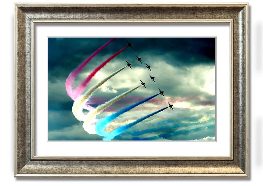 Air Show framed print featuring vibrant aviation imagery, available in various frame colours, ready to hang.