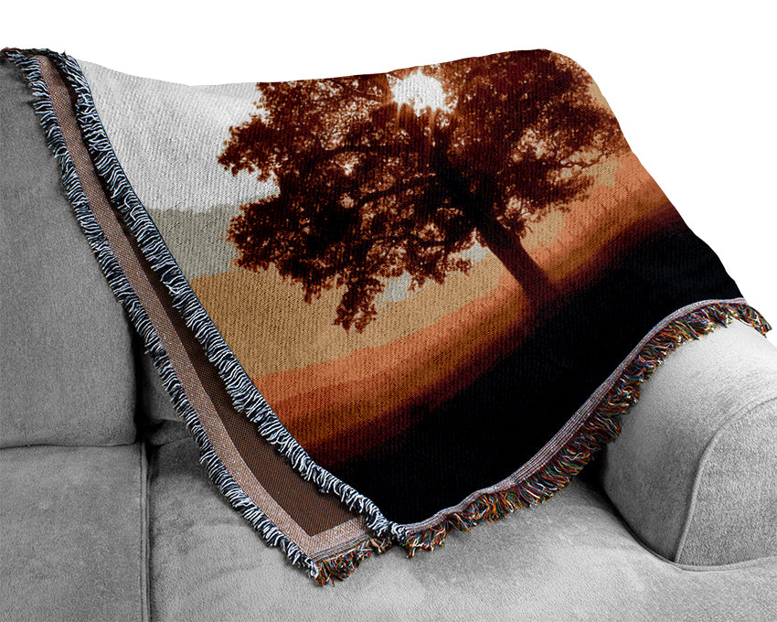 Airfield Sunrise throw blanket made from 100% cotton, featuring a thermal weave for breathability and a luxurious finish, ideal for home decor.