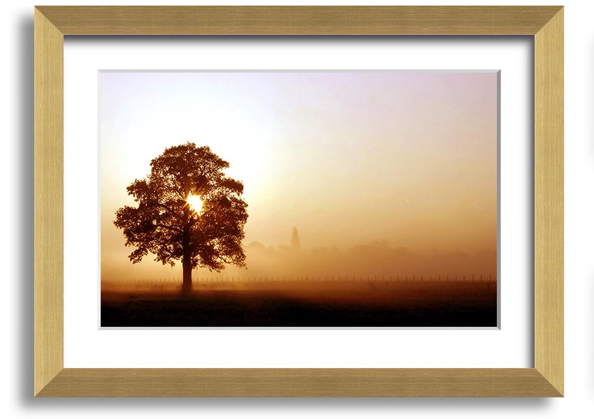 Airfield Sunrise framed print showcasing a vibrant sunrise over an airfield, available in various frame colors.