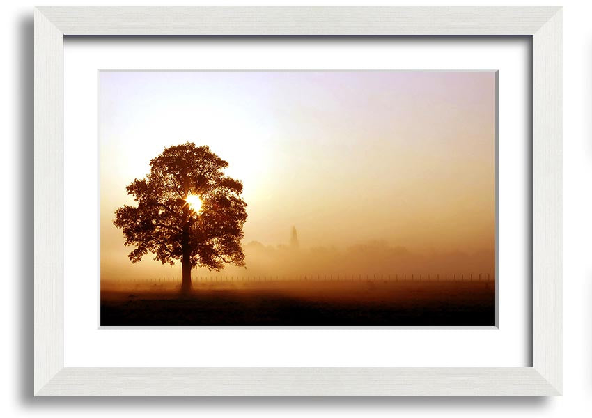 Airfield Sunrise framed print showcasing a vibrant sunrise over an airfield, available in various frame colors.