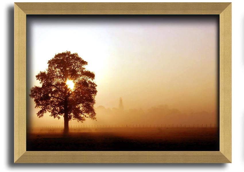 Airfield Sunrise framed print showcasing a vibrant sunrise over an airfield, available in various frame colors.