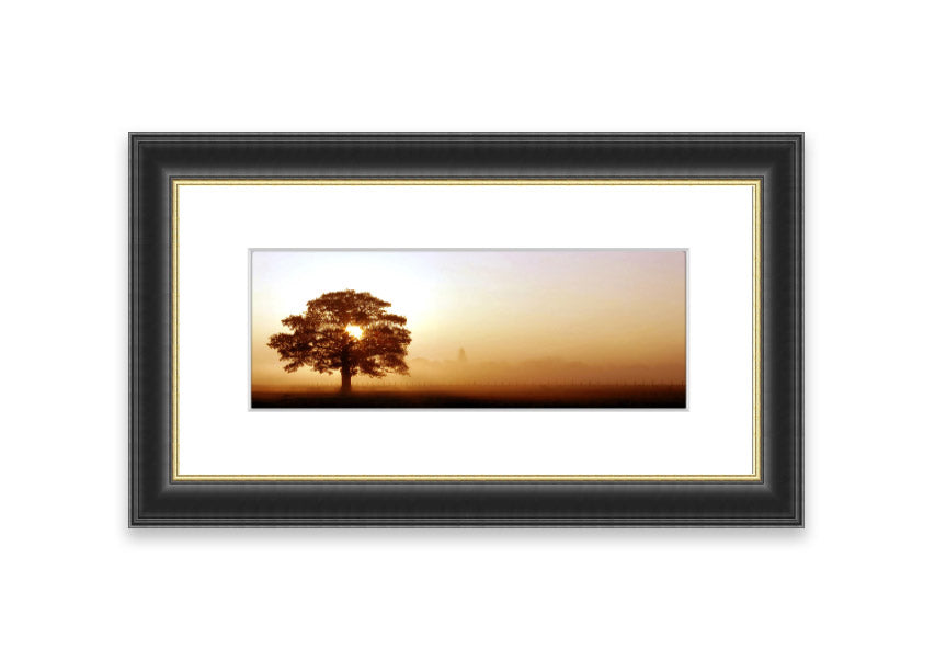 Framed print of Airfield Sunrise over Cornwall, showcasing vibrant colors and serene landscape, ready to hang.