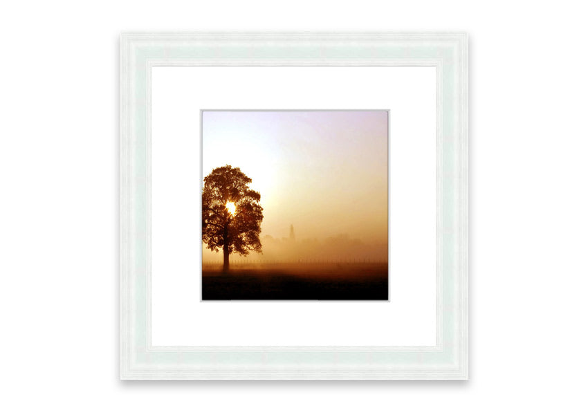 Framed print of Airfield Sunrise over Cornwall, showcasing vibrant colors and serene landscape, ready to hang.