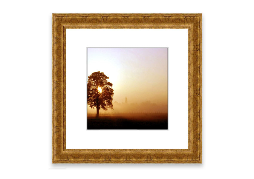 Framed print of Airfield Sunrise over Cornwall, showcasing vibrant colors and serene landscape, ready to hang.