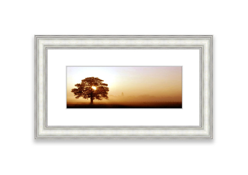 Framed print of Airfield Sunrise over Cornwall, showcasing vibrant colors and serene landscape, ready to hang.