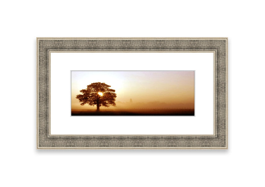 Framed print of Airfield Sunrise over Cornwall, showcasing vibrant colors and serene landscape, ready to hang.