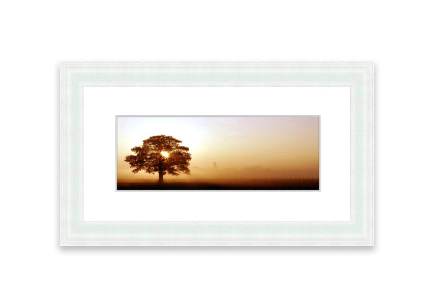 Framed print of Airfield Sunrise over Cornwall, showcasing vibrant colors and serene landscape, ready to hang.