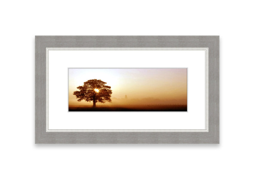 Framed print of Airfield Sunrise over Cornwall, showcasing vibrant colors and serene landscape, ready to hang.