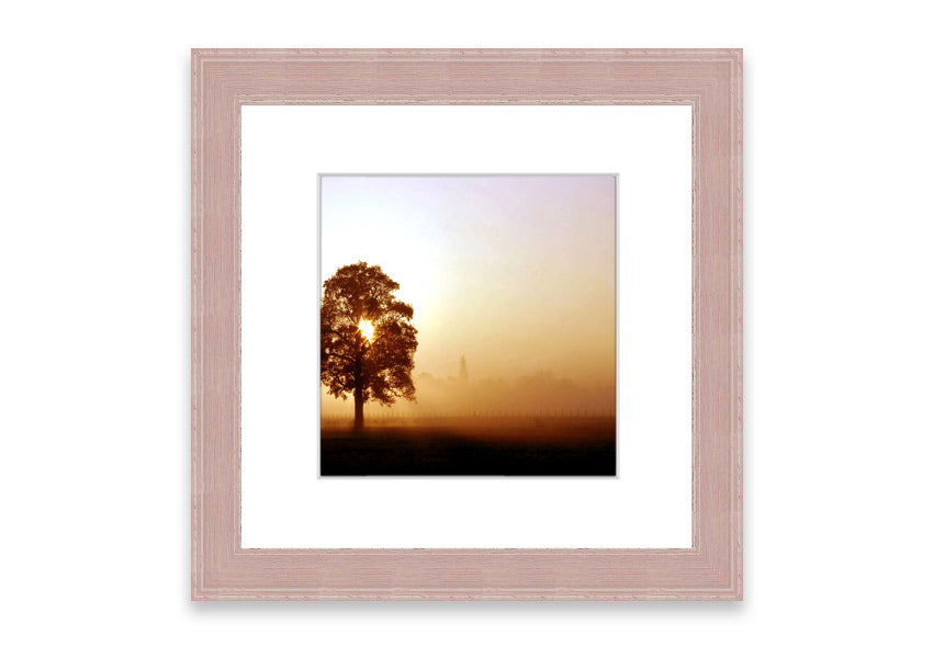 Framed print of Airfield Sunrise over Cornwall, showcasing vibrant colors and serene landscape, ready to hang.