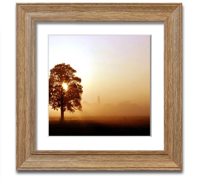 Airfield Sunrise Square Framed Print showcasing a vibrant sunrise over an airfield, framed in a stylish border.