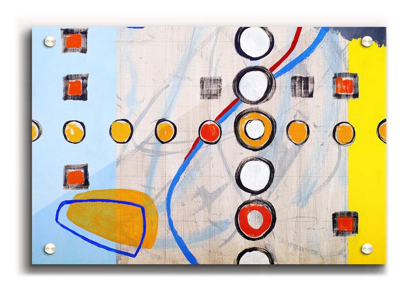 All Circles And Squares acrylic print on 5mm thick acrylic glass, showcasing vibrant colors and modern design.