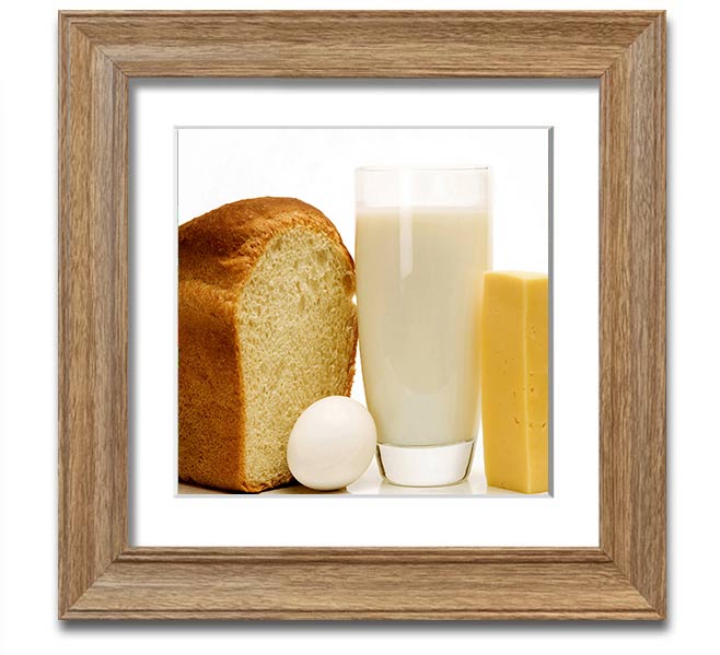 All Dairy Square Framed Print showcasing dairy-themed artwork in a stylish frame, available in various colors.