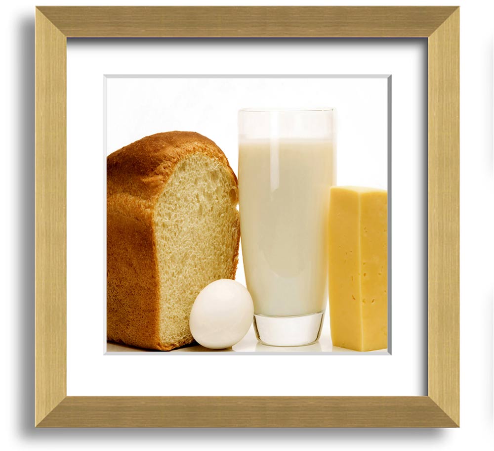 All Dairy Square Framed Print showcasing dairy-themed artwork in a stylish frame, available in various colors.