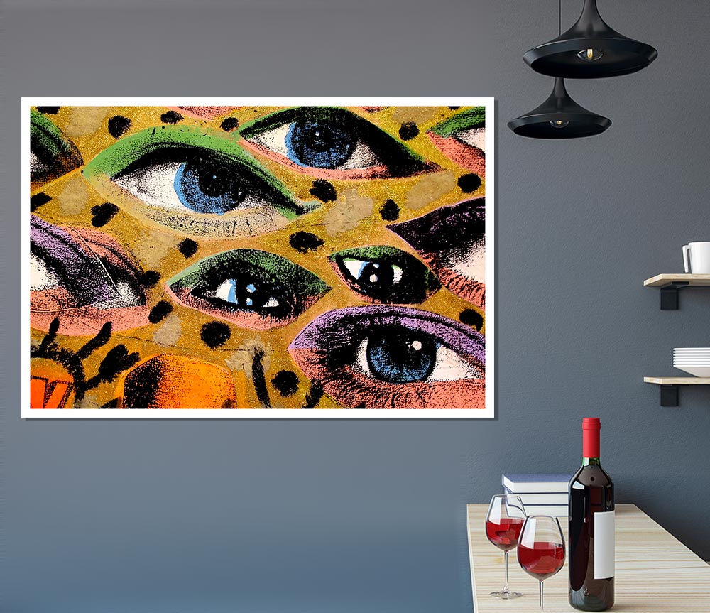 All Eyes On You canvas poster featuring vibrant colors and intricate design, ready for display or framing.