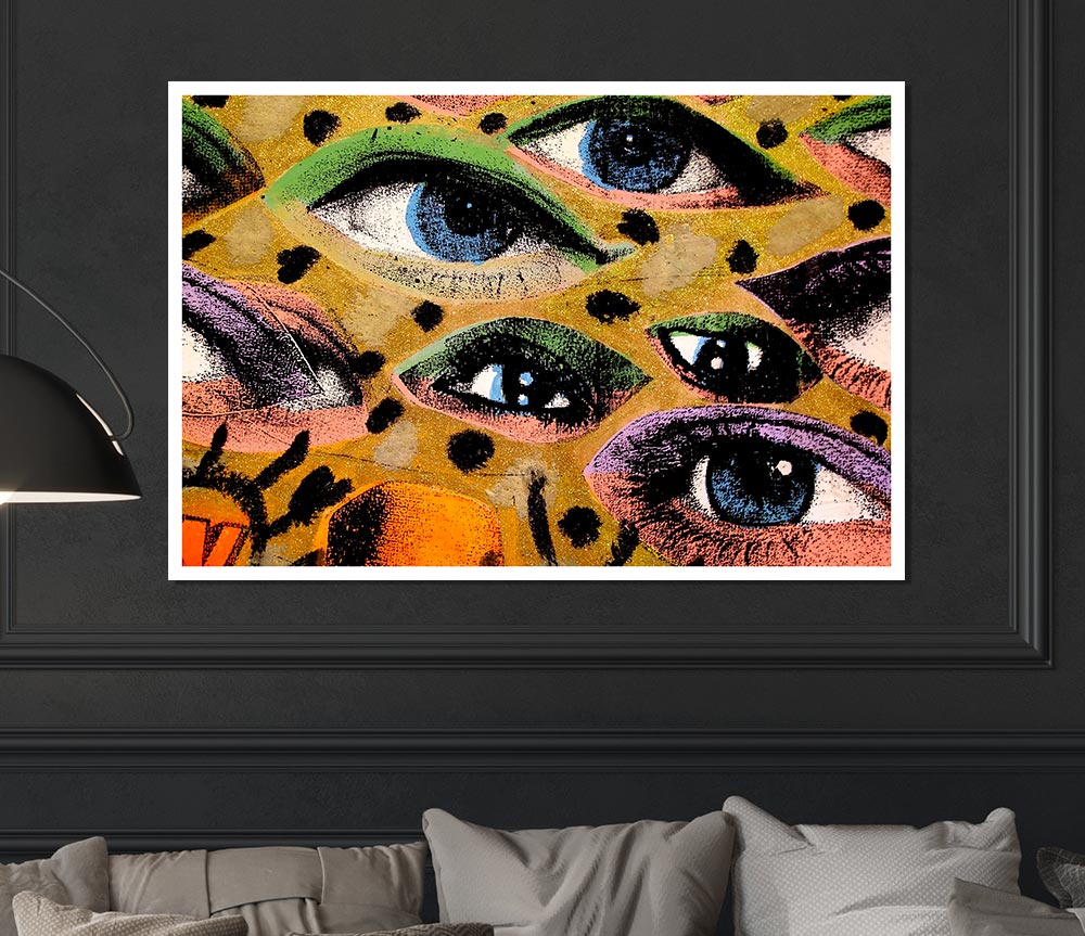 All Eyes On You canvas poster featuring vibrant colors and intricate design, ready for display or framing.