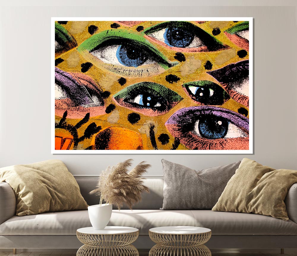 All Eyes On You canvas poster featuring vibrant colors and intricate design, ready for display or framing.