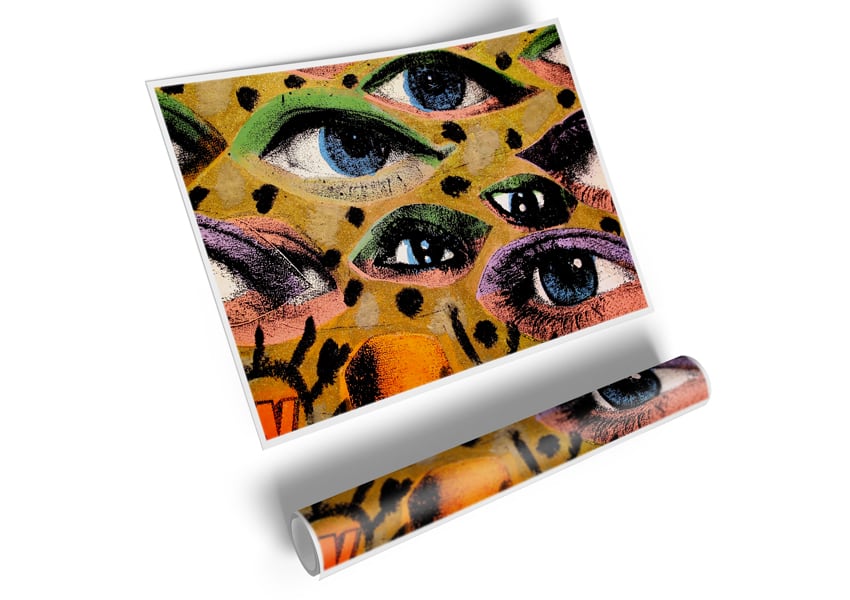 All Eyes On You canvas poster featuring vibrant colors and intricate design, ready for display or framing.