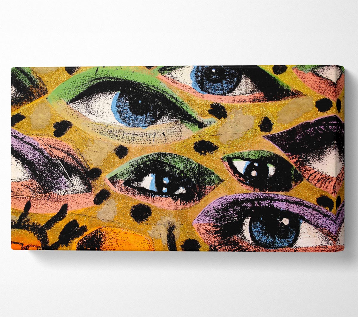 All Eyes On You canvas art piece mounted on a 44mm box frame, showcasing vibrant colors and intricate details.