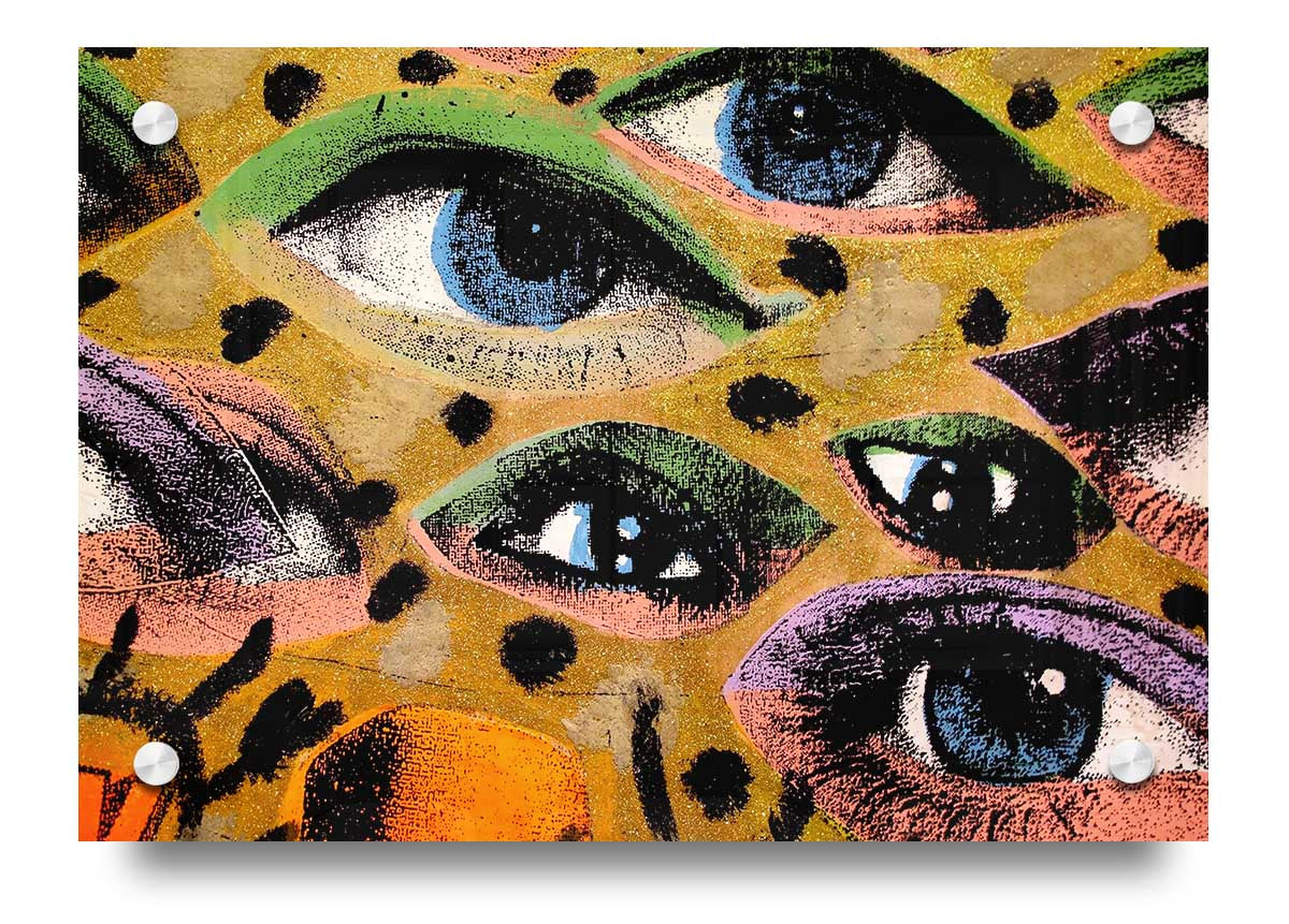 All Eyes On You acrylic print on 5mm thick acrylic glass, showcasing vibrant colors and ready to hang.