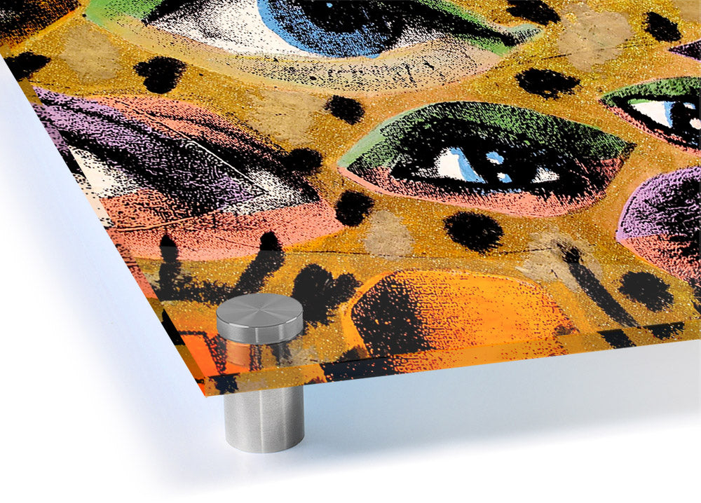 All Eyes On You acrylic print on 5mm thick acrylic glass, showcasing vibrant colors and ready to hang.