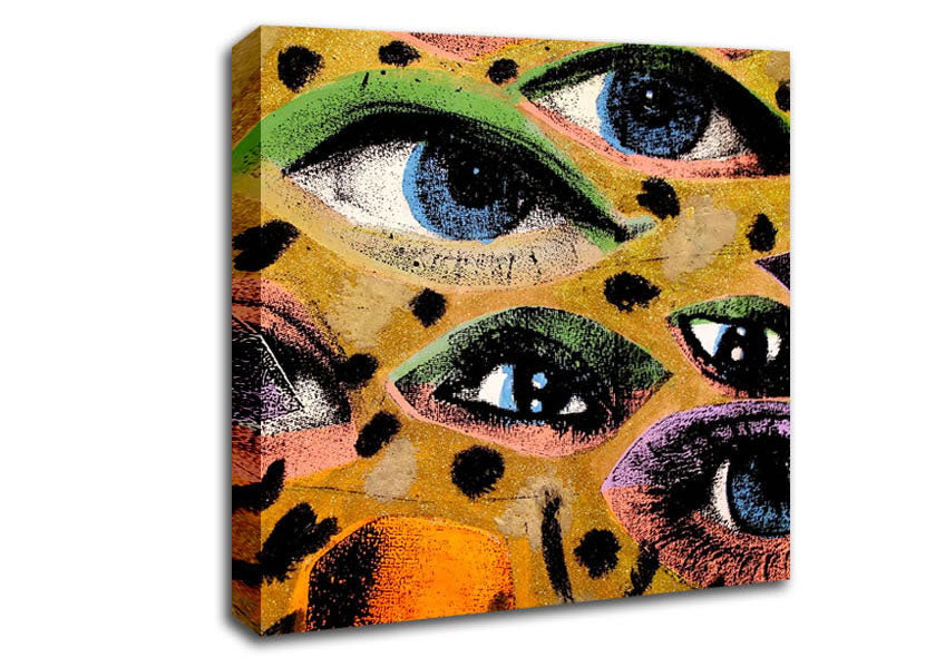 All Eyes On You canvas art mounted on a 44mm box frame, showcasing vibrant colors and modern design.