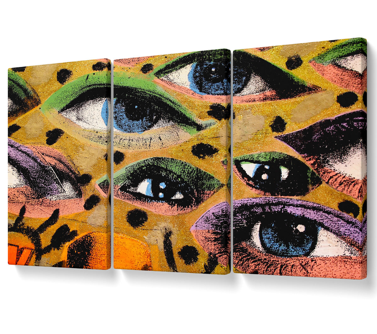 All Eyes On You canvas art mounted on a 44mm box frame, showcasing vibrant colors and intricate details, ready to hang.