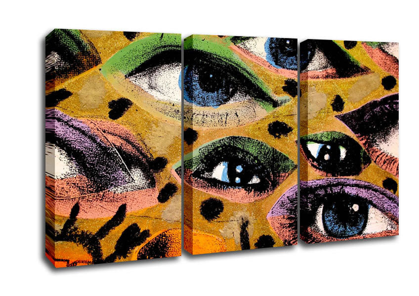 All Eyes On You canvas art mounted on a 44mm box frame, showcasing vibrant colors and intricate details, ready to hang.