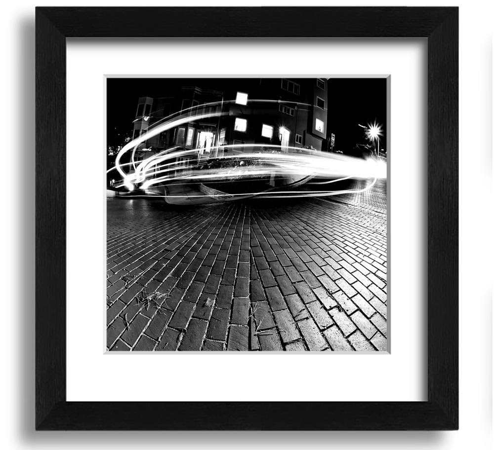 All His Favorite Curves Square Framed Print in various frame colors, showcasing a unique artistic design, ready to hang.