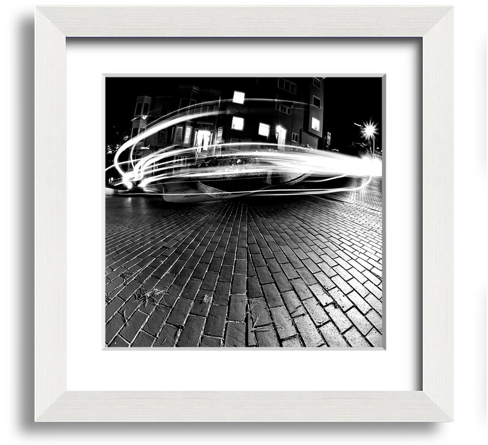 All His Favorite Curves Square Framed Print in various frame colors, showcasing a unique artistic design, ready to hang.