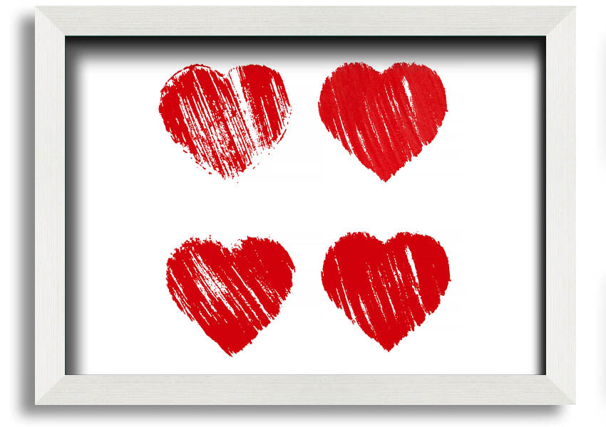 All Love Hearts framed print showcasing vibrant heart designs in a stylish frame, ready to hang.