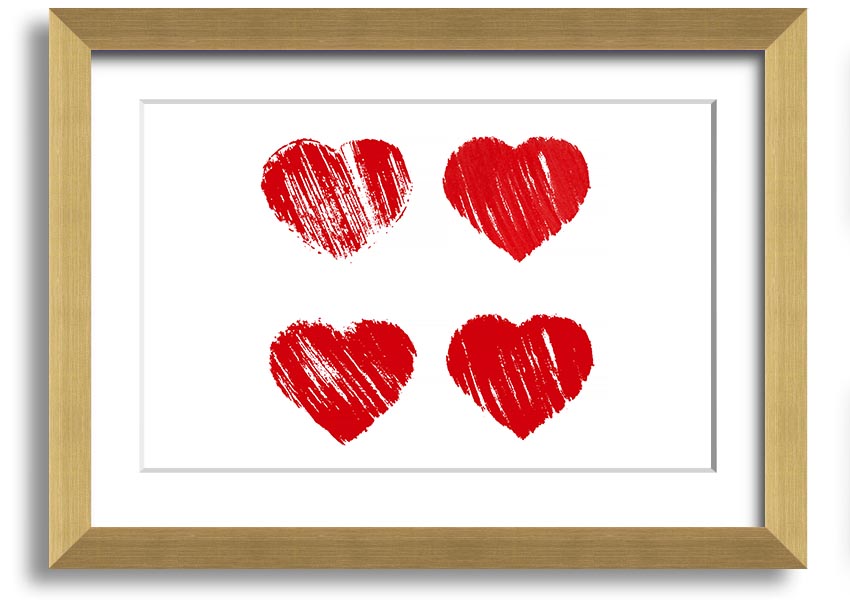 All Love Hearts framed print showcasing vibrant heart designs in a stylish frame, ready to hang.