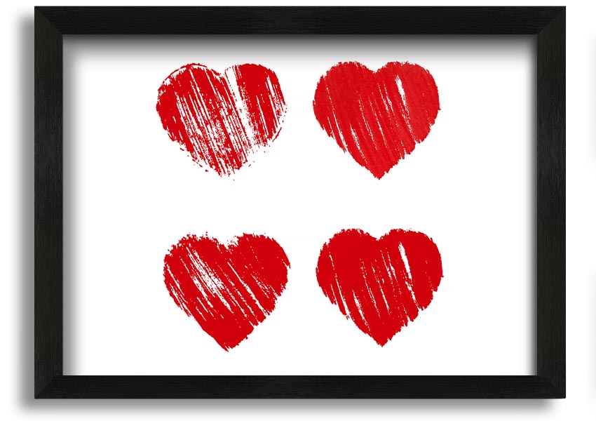 All Love Hearts framed print showcasing vibrant heart designs in a stylish frame, ready to hang.