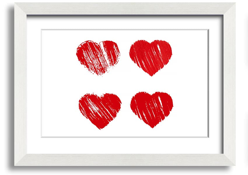 All Love Hearts framed print showcasing vibrant heart designs in a stylish frame, ready to hang.