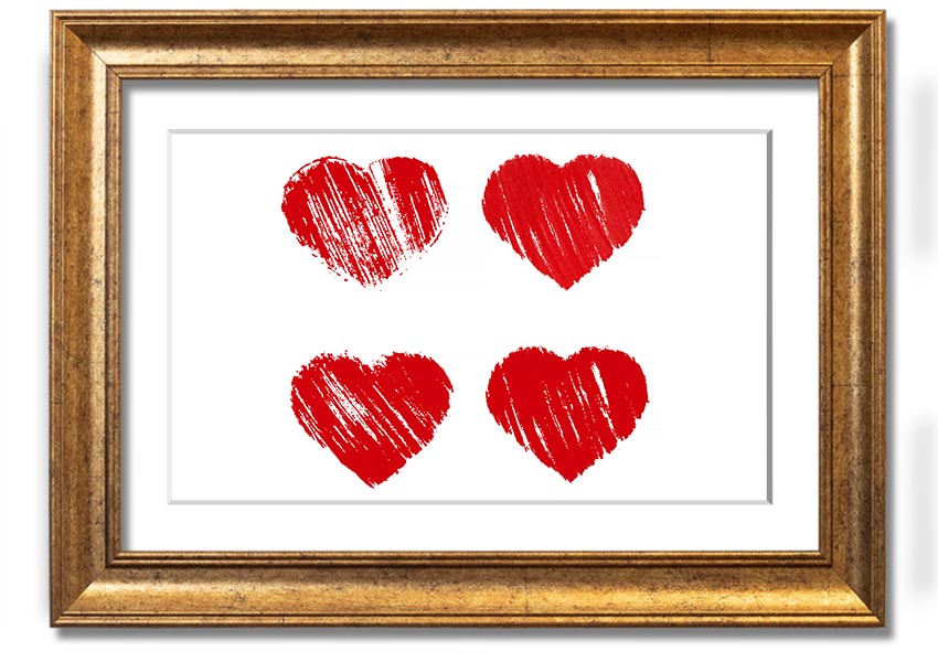 All Love Hearts framed print showcasing vibrant heart designs in a stylish frame, ready to hang.