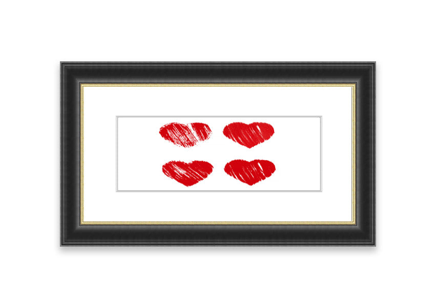 Framed All Love Hearts print in various frame colours, showcasing a charming design perfect for home decor.