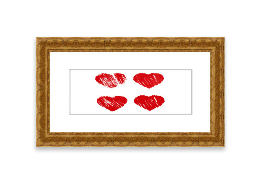 Framed All Love Hearts print in various frame colours, showcasing a charming design perfect for home decor.