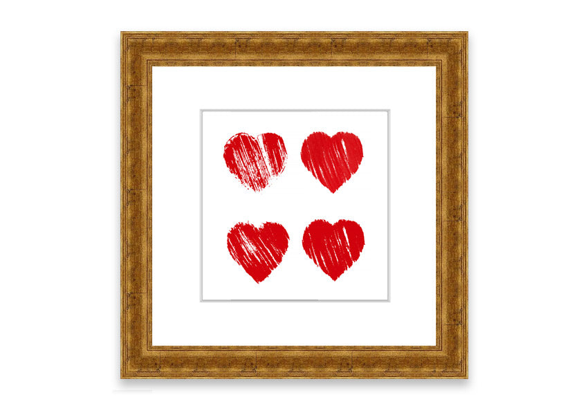 Framed All Love Hearts print in various frame colours, showcasing a charming design perfect for home decor.