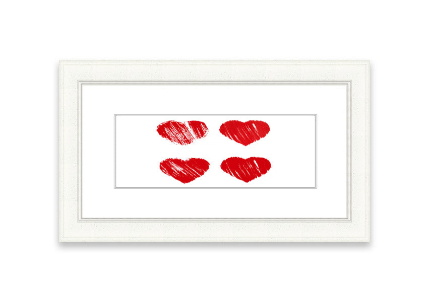 Framed All Love Hearts print in various frame colours, showcasing a charming design perfect for home decor.