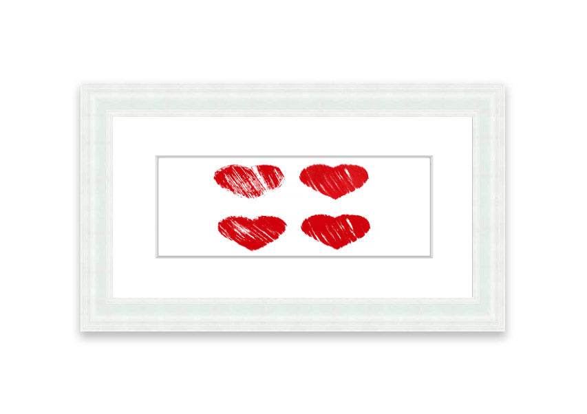 Framed All Love Hearts print in various frame colours, showcasing a charming design perfect for home decor.