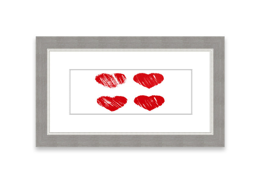 Framed All Love Hearts print in various frame colours, showcasing a charming design perfect for home decor.