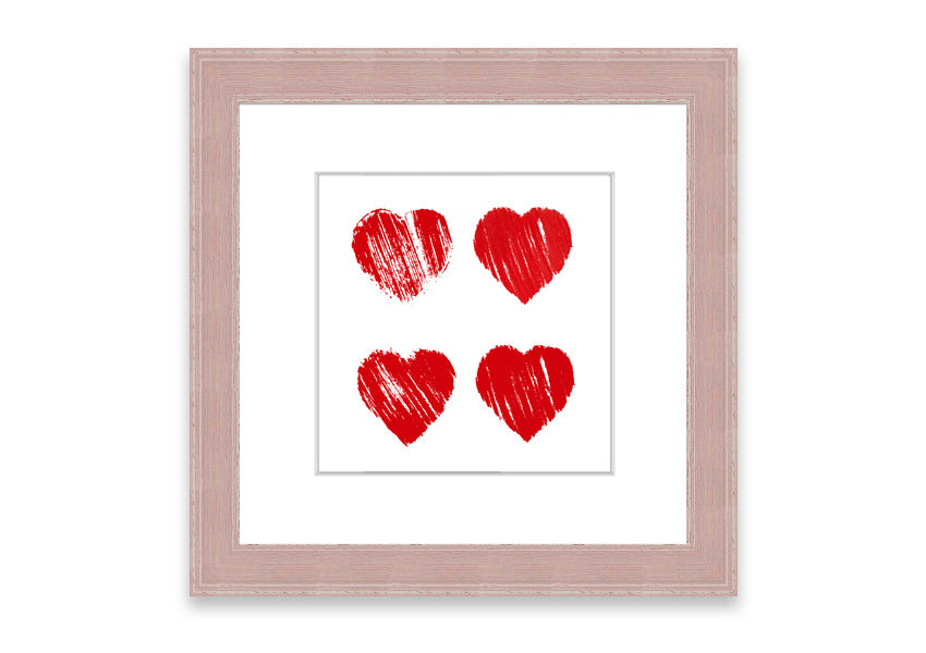 Framed All Love Hearts print in various frame colours, showcasing a charming design perfect for home decor.