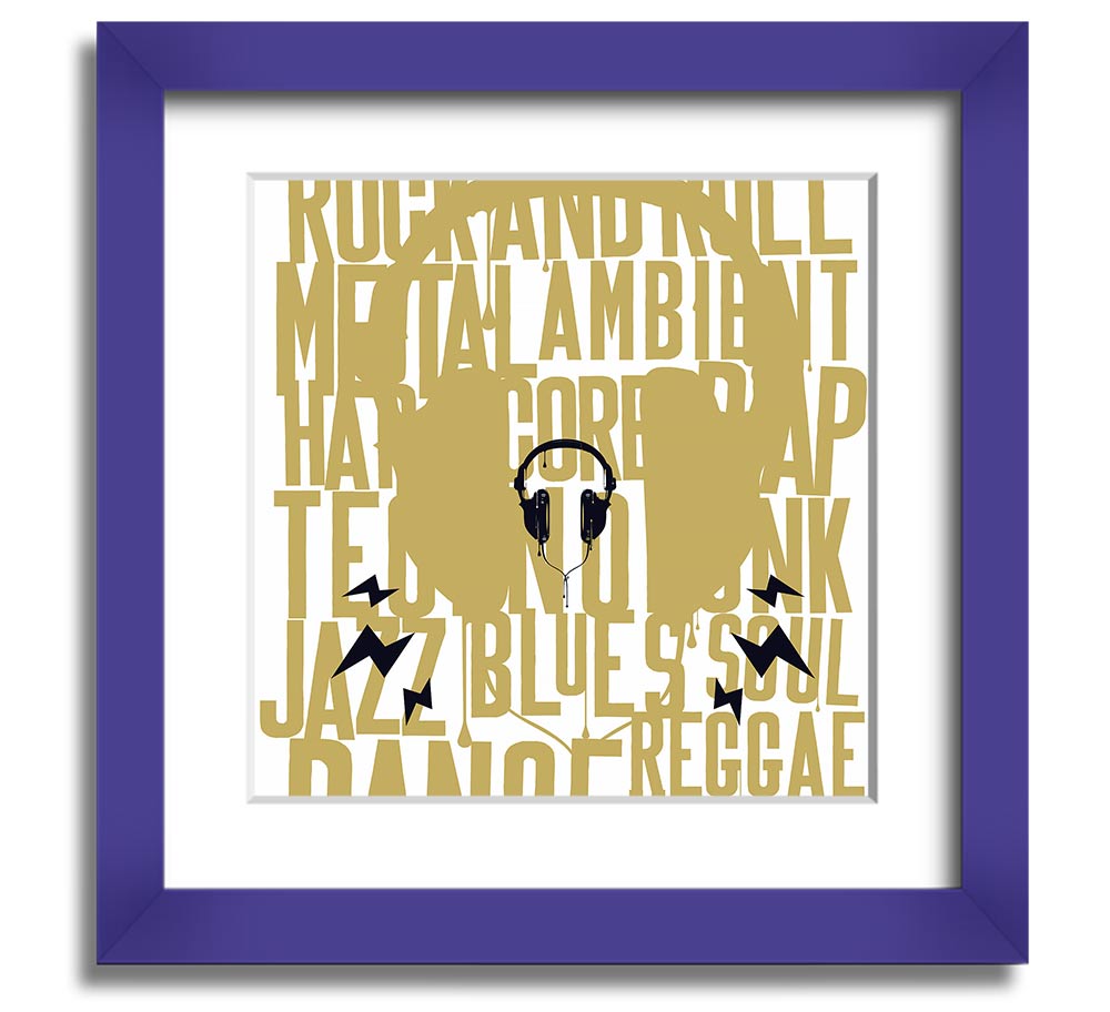 All Music Aloud Square Framed Print showcasing vibrant colors and a stylish frame, ready to hang.