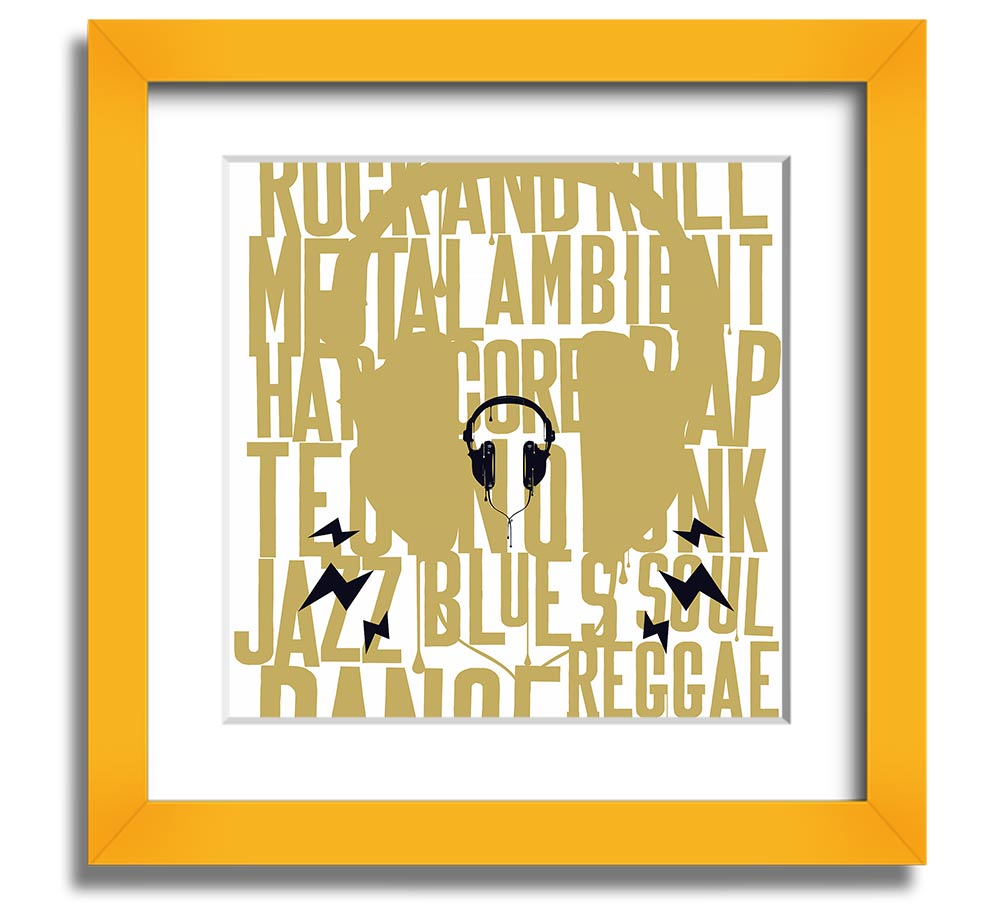 All Music Aloud Square Framed Print showcasing vibrant colors and a stylish frame, ready to hang.