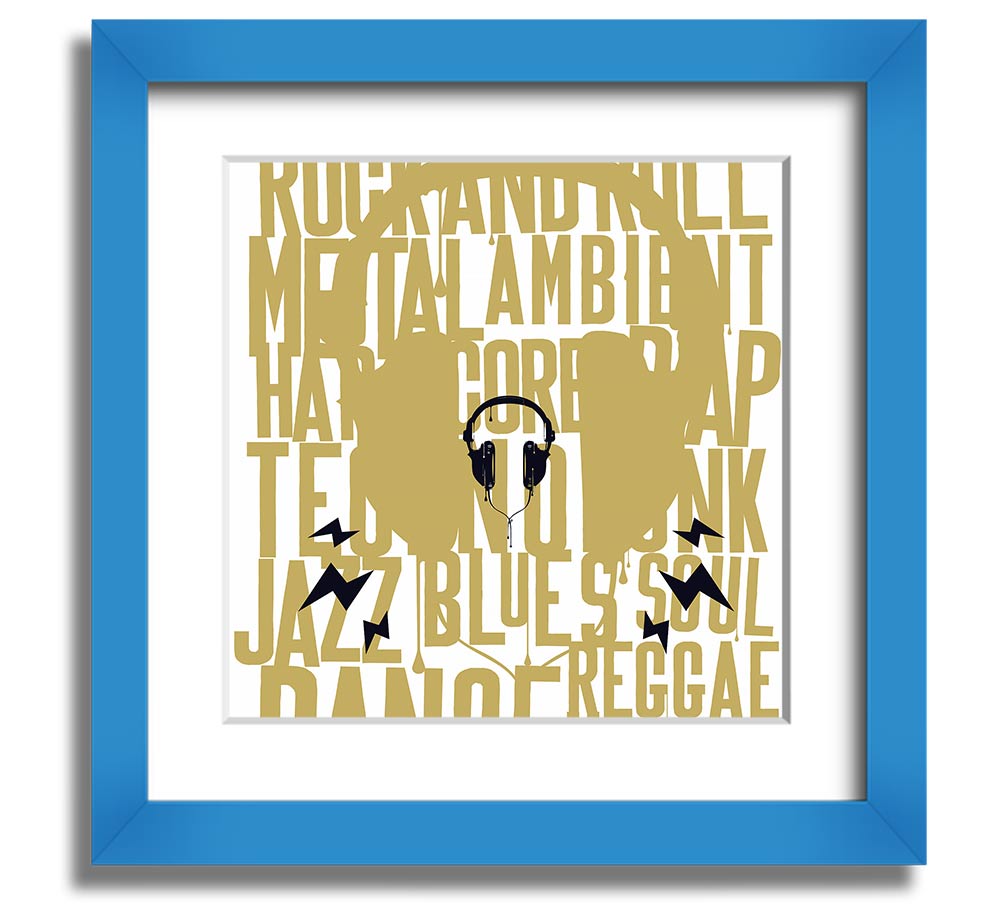 All Music Aloud Square Framed Print showcasing vibrant colors and a stylish frame, ready to hang.